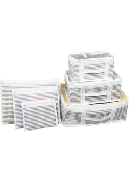 Melekstore Bavul Içi Düzenleyici Valiz  Organizer 6 Lı Set - Çizgili