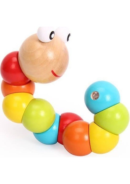 Wooden Toys Ahşap Zeka Eğitici Tangram+Geometrik Şekiller+Bultak+Tırtıl+Kule 6'lı Set