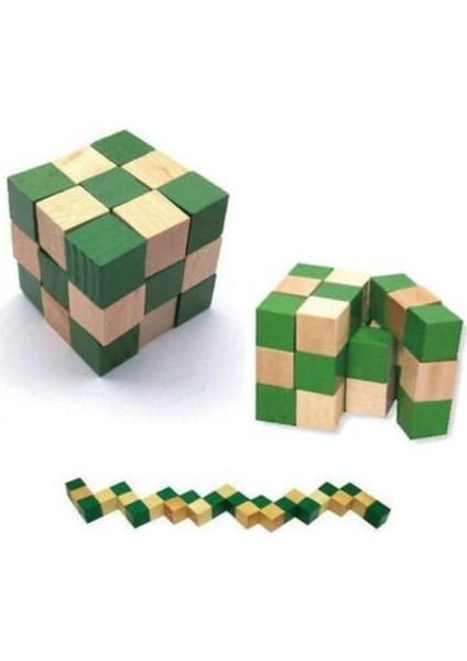 Wooden Toys Ahşap Eğitici Geliştirici Yılan Küp Puzzle