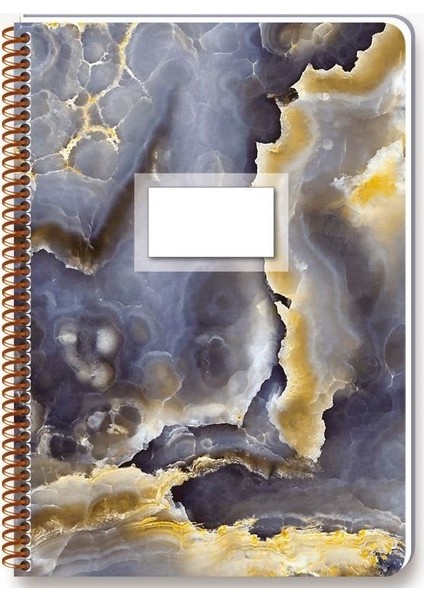 Marble 80 Yaprak Kareli Karton Kapak Spiralli Defter Gri