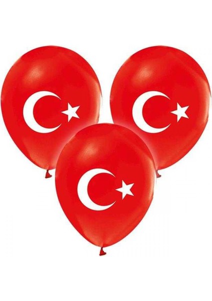 Ayyıldız Baskılı Kırmızı Balon 10 Adet