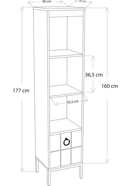 Q5510 Pedro Tek Vitrin Kitaplık 40 cm Lidya