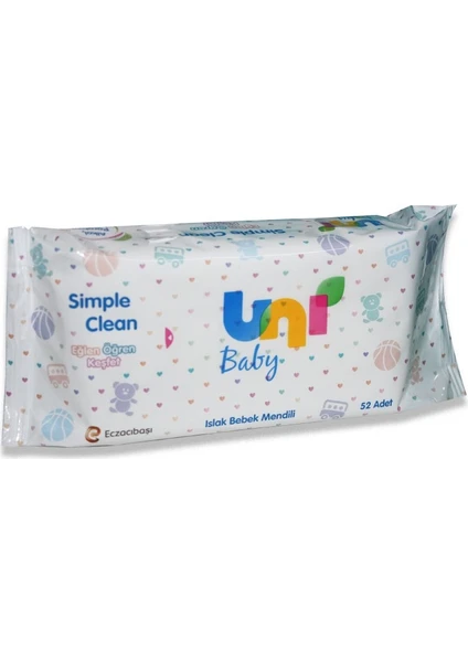 Uni Baby Simple Clean Islak Bebek Mendili 52'li