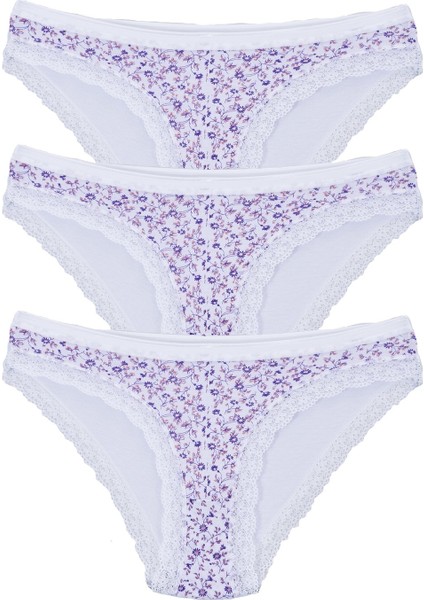 Kadın 3'lü Paket Desenli Bikini Külot Beyaz fiyatları