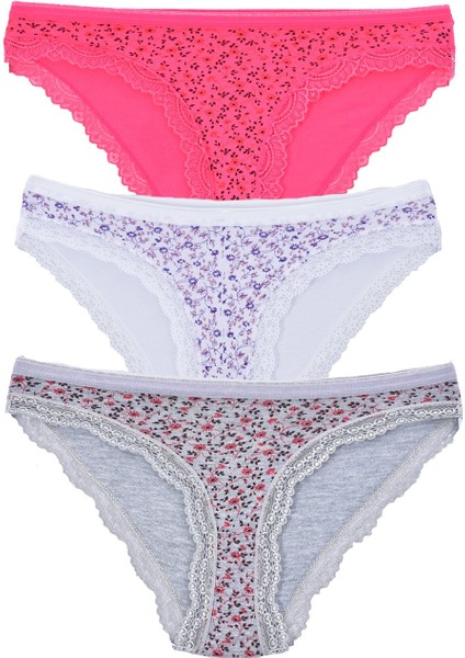 Kadın 3'lü Paket Desenli Bikini Külot Karışık fiyatları