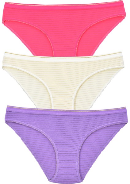 Kadın 3'lü Paket Desenli Bikini Külot Karışık
