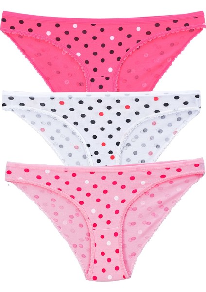 Kadın 3'lü Paket Desenli Bikini Külot Karışık
