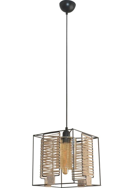 Siyah Jüt Halat Modern Avize MOD-AV-3444-1BSY