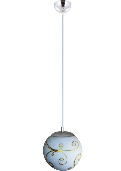 Tekli El Boyama Gül Desenli Sarkıt Modern Avize Mod-Av- 4408-1BBY-PURE