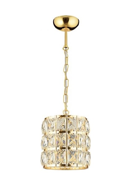 Alfa Tekli Kristalli Gold Sarkıt Avize 20CM