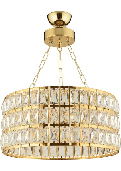 Alfa Kristalli Gold Yuvarlak Sarkıt Avize 40CM