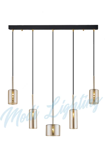 Modi Lighting Simetrik Bal Camlı 5'li Sıralı Sarkıt Avize MOD-AV-4443-5BS