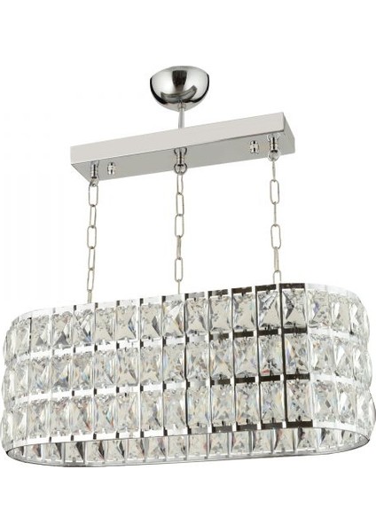 Alfa Kristalli Krom Uzun Sarkıt Avize 60X30CM