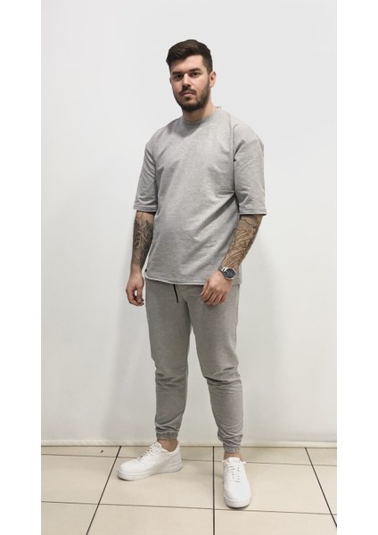 Rap Tarz Salaş Pamuk Kısa Kollu Çift Cep Sokak Stili Erkek Eşofman Takımı