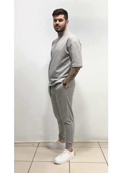 Rap Tarz Salaş Pamuk Kısa Kollu Çift Cep Sokak Stili Erkek Eşofman Takımı