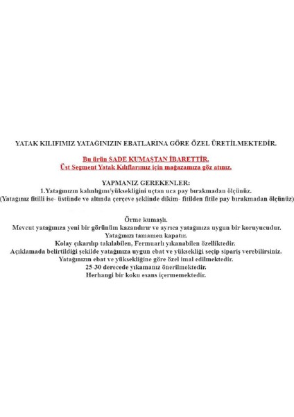 100X200 Yatak Kılıfı Yatak Koruyucusu Yatağınıza Özel Dikim Fermuarlı Kılıf Açıklamayı Okuyunuz modelleri