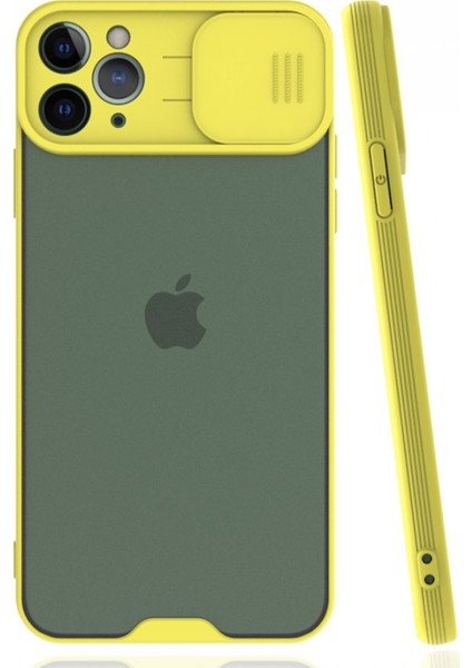 Apple iPhone 11 Pro Max Uyumlu Platin Kamera Kızaklı Silikon Kılıf