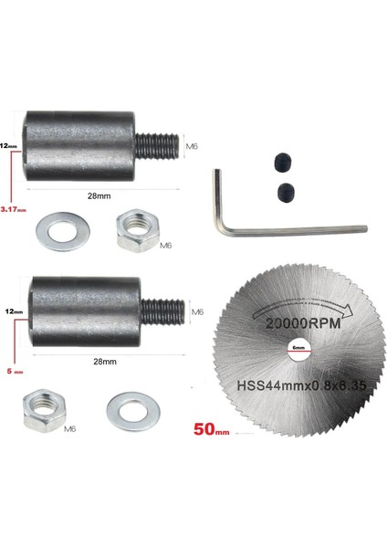 Motor Şaftı Disk Bağlantı Elemanı 2 Kaplinli Chuck Adaptörü Mandren Okul Proje Ödev Hobi Uygulama M6