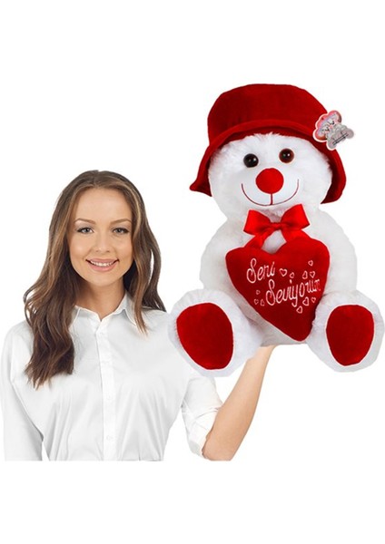 45 cm Şapkalı ve Kalpli Peluş Ayıcık modelleri