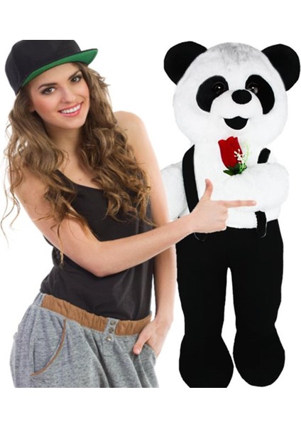 80 cm Ayakta Tulumlu Çiçekli Panda fiyatları