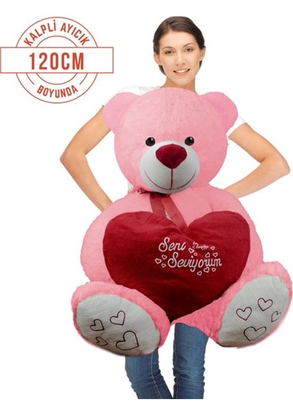 120 cm Sevimli Mi Sevimli Elinde Kalpli Ayıcık Pembe fiyatları