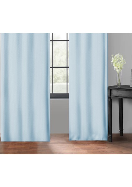 Açık Mavi Petek Kadife Dokulu Fon Perde Pilesiz Düz Dikişli Ekstrafor Büzgü 90 x 270 cm fiyatları