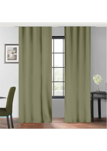 Su Yeşili Petek Kadife Dokulu Fon Perde Pilesiz Düz Dikişli Ekstrafor Büzgü 140 x 270 cm