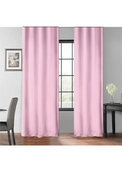 Evdepo Home Pembe Petek Kadife Dokulu Fon Perde Pilesiz Düz Dikişli Ekstrafor Büzgü  80 x 250 cm