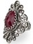 925 Ayar Gümüş El Tasarımı Telkari Sanatı Doğal Ruby Korindon (Opak Yakut) Taşlı Kadın Yüzük 1