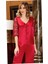 619 Çeyizlik Ipek Saten Dantelli Uzun Altılı Set - Bordo 3
