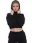 Kapüşonlu Uzun Kollu Balıkçı Yaka Crop Sweatshirt 1