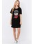 Siyah Bandanalı Panda Kısa Kollu Penye T-Shirt Elbise 1