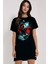 Siyah Deniz Kızı Kısa Kollu Penye T-Shirt Elbise 1