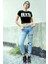 Bts Siyah Kısa, Kesik Crop Top Kadın Tişört 1