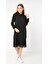 Moda Minerva Siyah Pilise Detaylı Kapüşonlu Elbise 1K8140MO