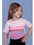 Toontoy Kız Çocuk Crop Model Cebi Reflektör Detaylı Baskılı Tişört 1