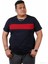 Büyük Beden Erkek Pamuklu Önü Parçalı Lacivert T-Shirt 1