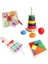 Wooden Toys Ahşap Eğitici Geliştirici Geçmeli Kule+Meyve Kesme+Tangram+Selefon 4'lü Set 1