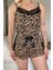 Kahve Leopar Pegasus Dantel Detaylı Ip Askı Şortlu Örme Pijama Takımı 3
