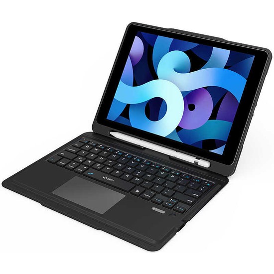 Bizimgross Apple iPad 10.2 8.nesil Wiwu Keyboard Folio Kablosuz Wireless Klavyeli Tablet Kılıfı Siyah