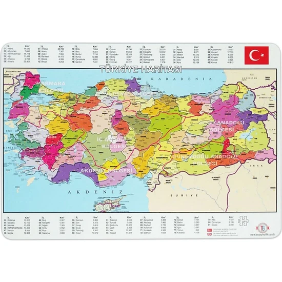 Tes Türkiye Haritası Puzzle , 81 Il Ayrı Parça
