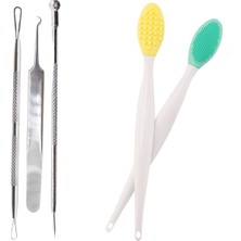 Buffer 2'Li Dudak Burun Fırçası Peeling Siyah Nokta Temizleyici Ve Temizleyici Çelik 3'Lü Kit