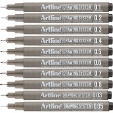 Artline Drawing Teknik Çizim Kalemi 10LU +Fineliner 0.4mm Ince Uçlu Yazı Kalemi 14'lü - 24'lü Kalemlikli Set