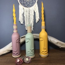 Mes Reves Design El Yapımı Dekoratif Şarap Şişeleri 3 'lü Set (Çiçek Için Vazo, Mum Için Şamdan Veya Yalnızca Dekor)