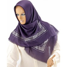 İhvan Pano Desenli Varaklı Mor Örtü