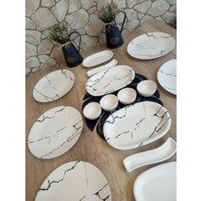 Keramika Kahvaltı Takımı 16 Parça 6 Kişilik Mermer Desen