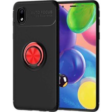 Caseart Samsung Galaxy A01 Core Kılıf Renkli Yüzüklü Manyetik Silikon Kapak Siyah - Kırmızı