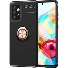 Caseart Samsung Galaxy A52 Kılıf Renkli Yüzüklü Manyetik Silikon Kapak Siyah - Rose Gold