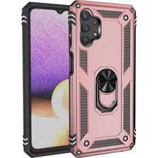 Caseart Samsung Galaxy A32 Kapak Military Yüzüklü Stantlı Panzer Tank Kılıf - Rose Gold