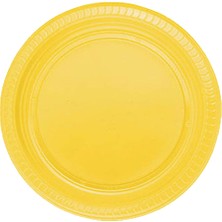 Partimanya Sarı Plastik 16 Kişilik Tabak Bardak Çatal Set